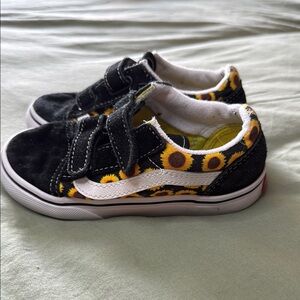 Vans Black and Yellow Velcro Sneakers with Canvas Upper